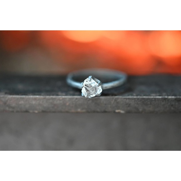 Classic Handmade Raw Diamond Engagement Ring, Chic Modern Raw Diamond Ri… - Picture 1 of 5